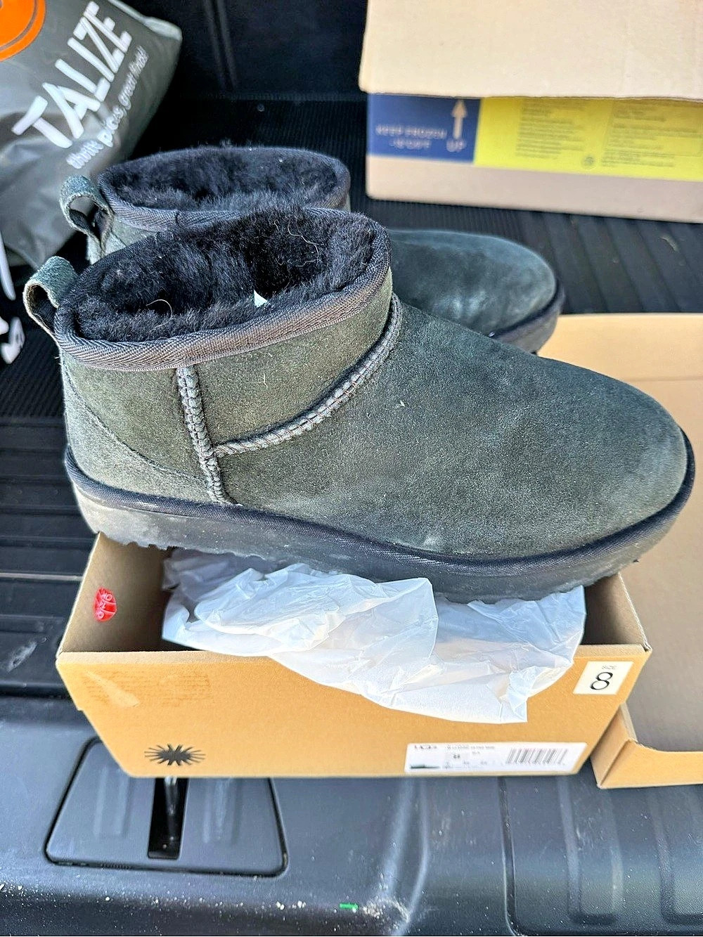 UGG Classic Ultra Mini Gray Ankle Boots US 8
